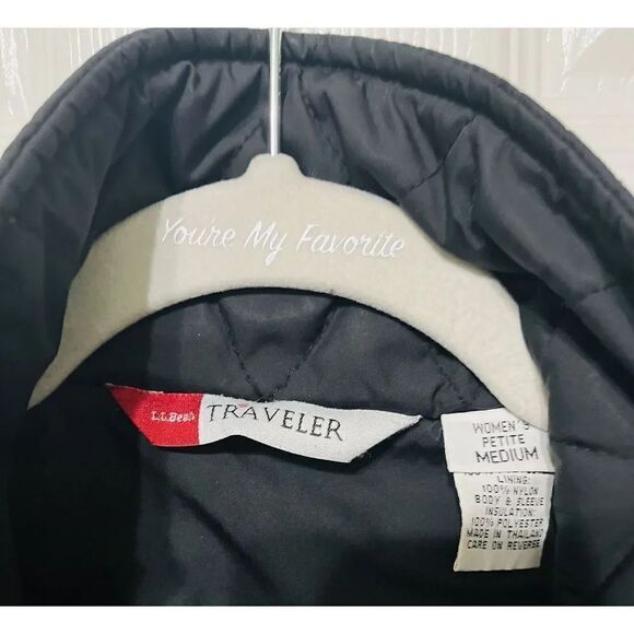 LL Bean Traveler Black‎ Quilted Diamond Stitched Jacket Women’s Size PM - Picture 5 of 13